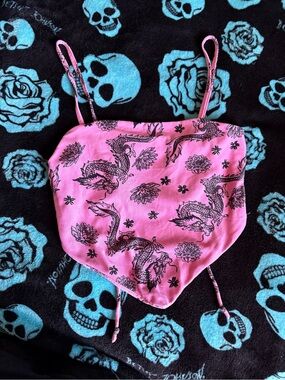 Pink Dragon Print Handkerchief Cami Top